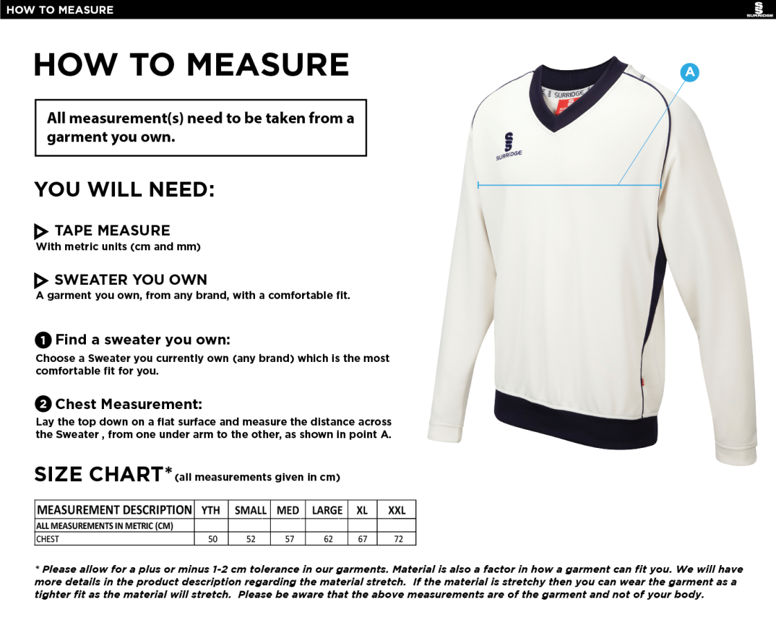 Haberdashers’ Co - Curve Long Sleeve Sweater - Size Guide