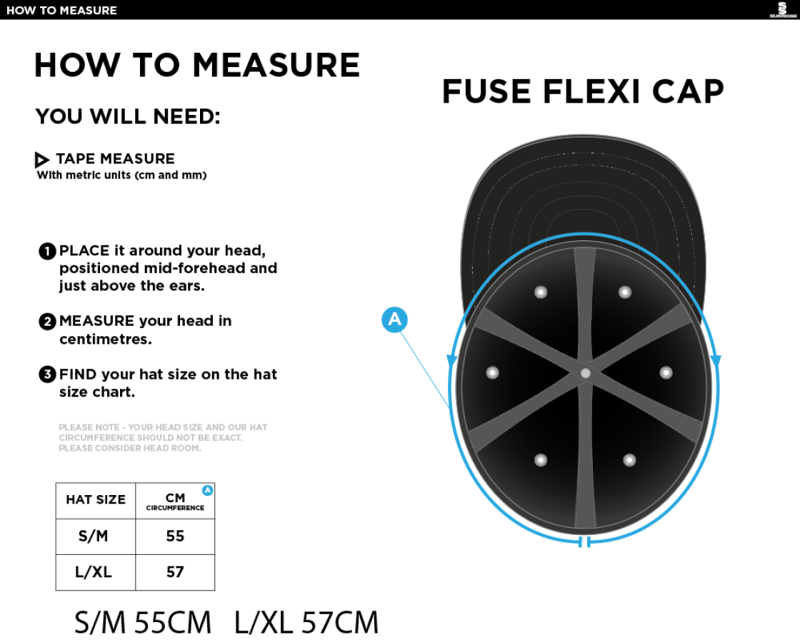 Haberdashers’ Co - Fuse Flexi Cap - Navy - Size Guide