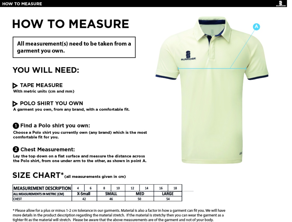 Haberdashers’ Co - Dual Cricket Shirt Short Sleeve Womens - Size Guide