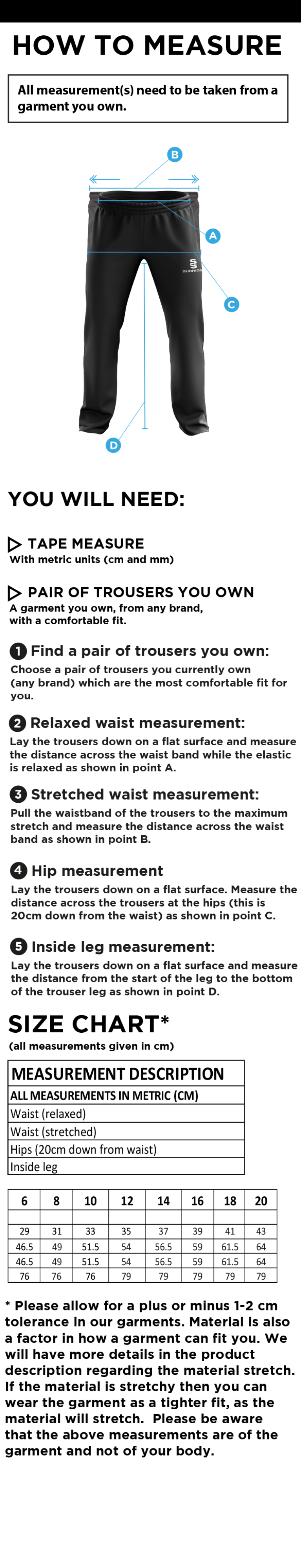 Haberdashers’ Co - Classic Tracksuit Pant 3/4 Zip Length Navy Female - Size Guide