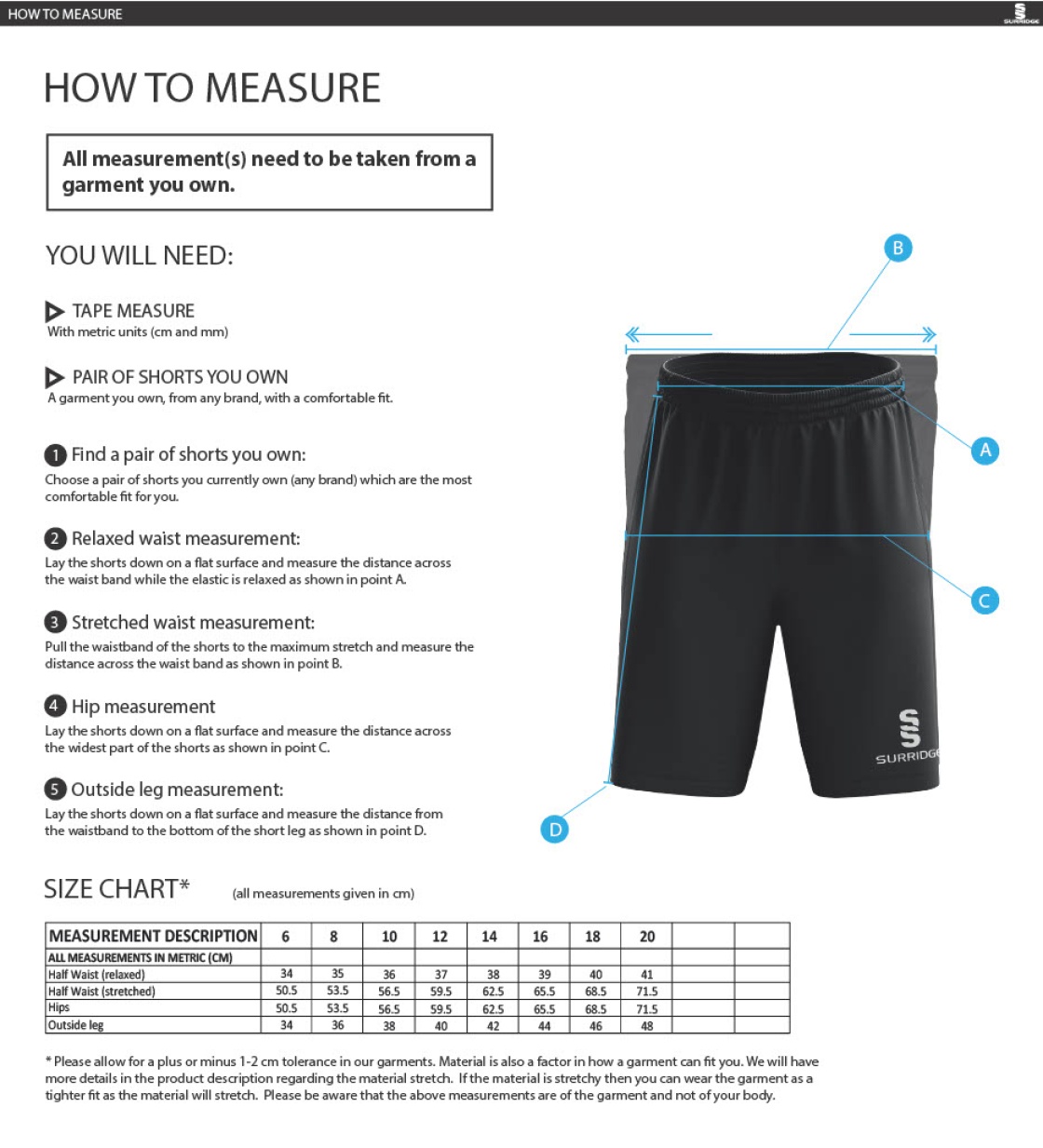 Haberdashers’ Co - Women's Ripstop Pocketed Shorts : Navy - Size Guide