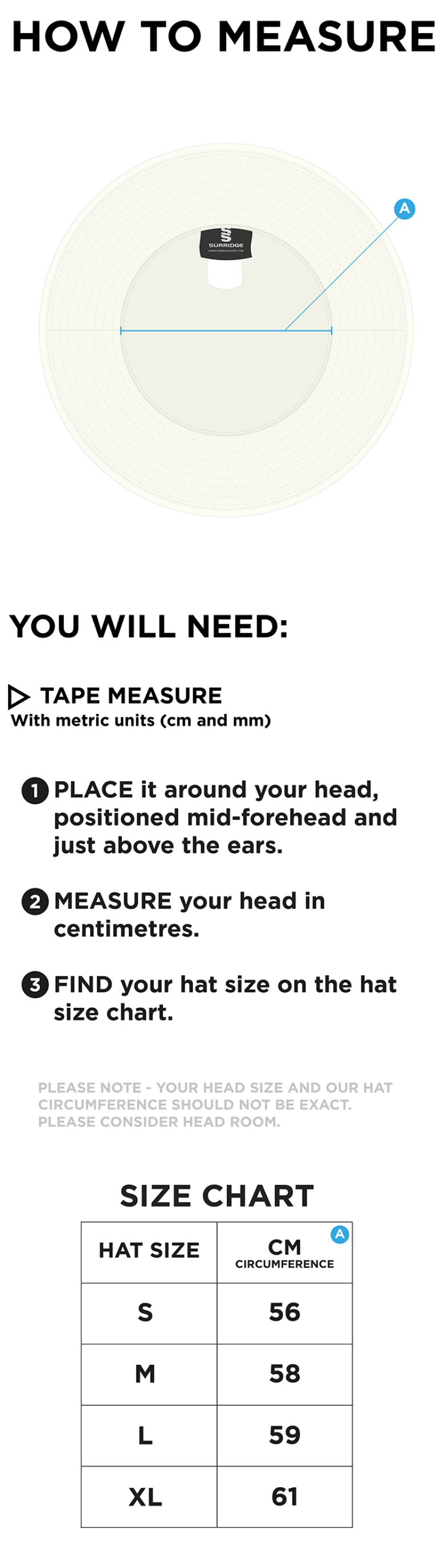 Haberdashers’ Co - Floppy Hat - Size Guide