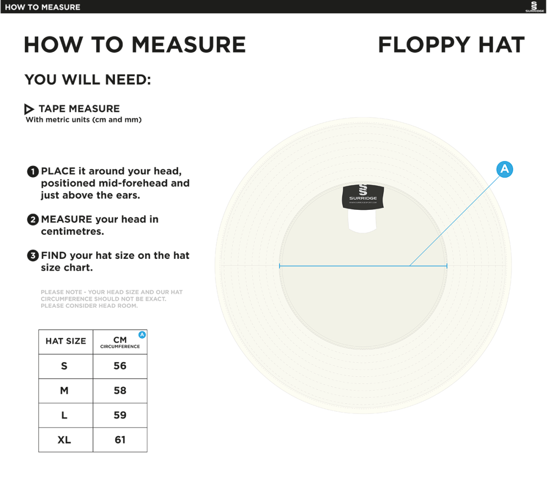 Haberdashers’ Co - Floppy Hat - Size Guide